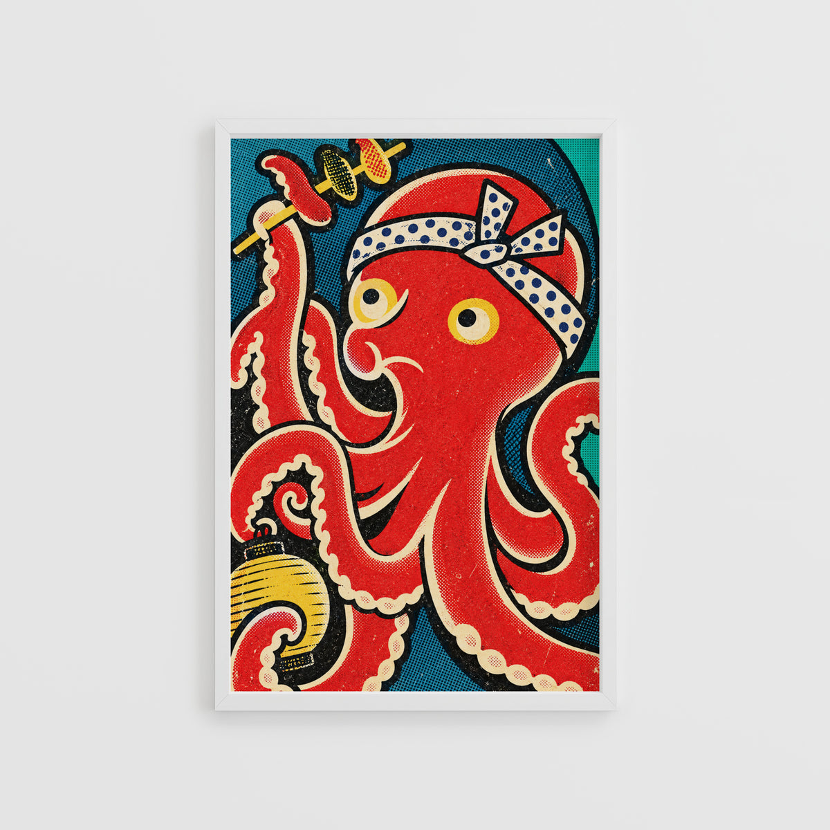 Vintage Japanese Octopus Print, Retro Poster, Food Art
