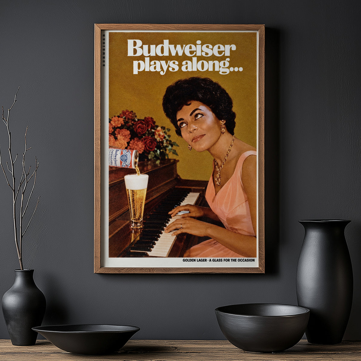 Vintage Piano Beer Poster, Retro Bar Wall Art Print