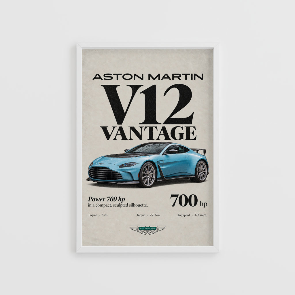 Vintage Aston Martin V12 Vantage Print, Car Art