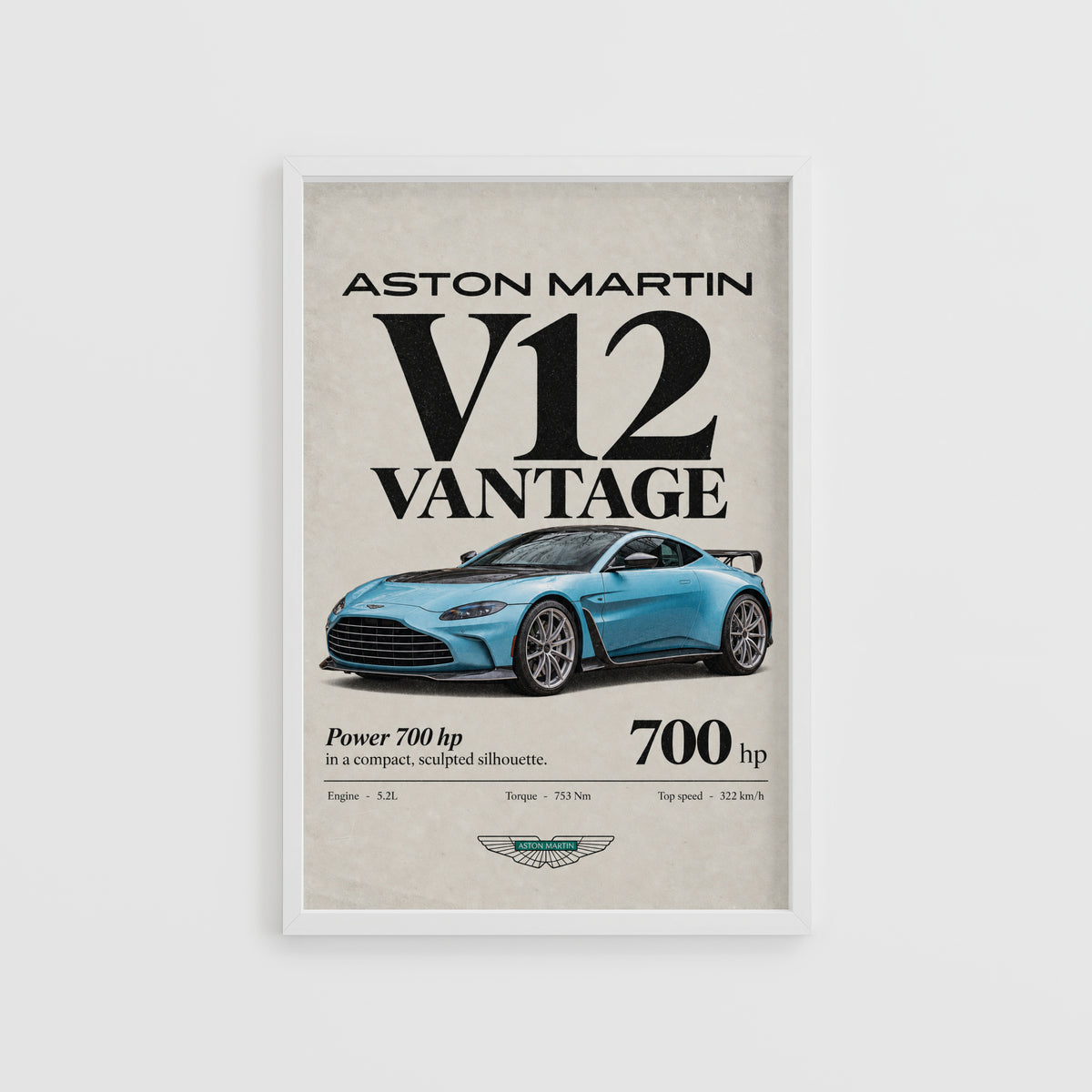 Vintage Aston Martin V12 Vantage Print, Car Art