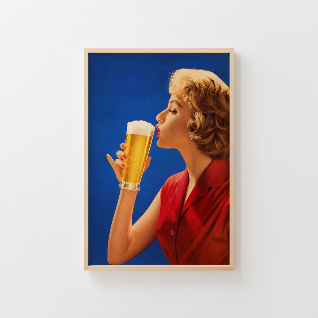Vintage Beer Print, Retro Poster, Bar Wall Art