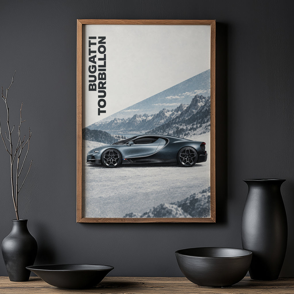 Vintage Bugatti Print, Supercar Wall Art