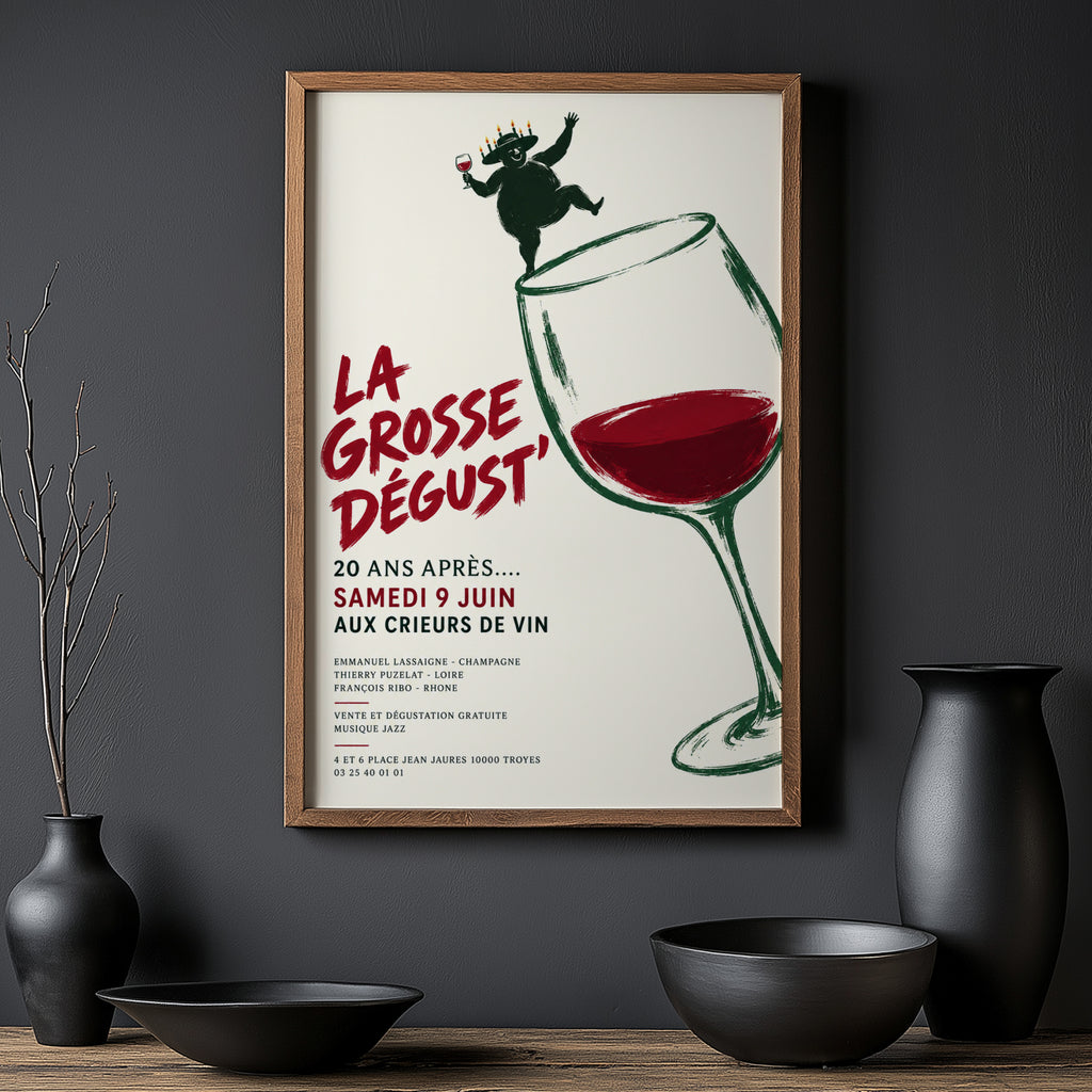 Vintage Wine Print Poster, French Wine Tasting Wall Art