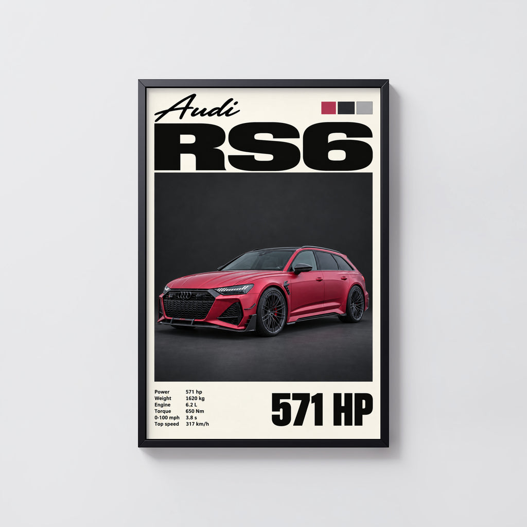 Vintage Audi RS6 Print, Car Wall Art, Estate