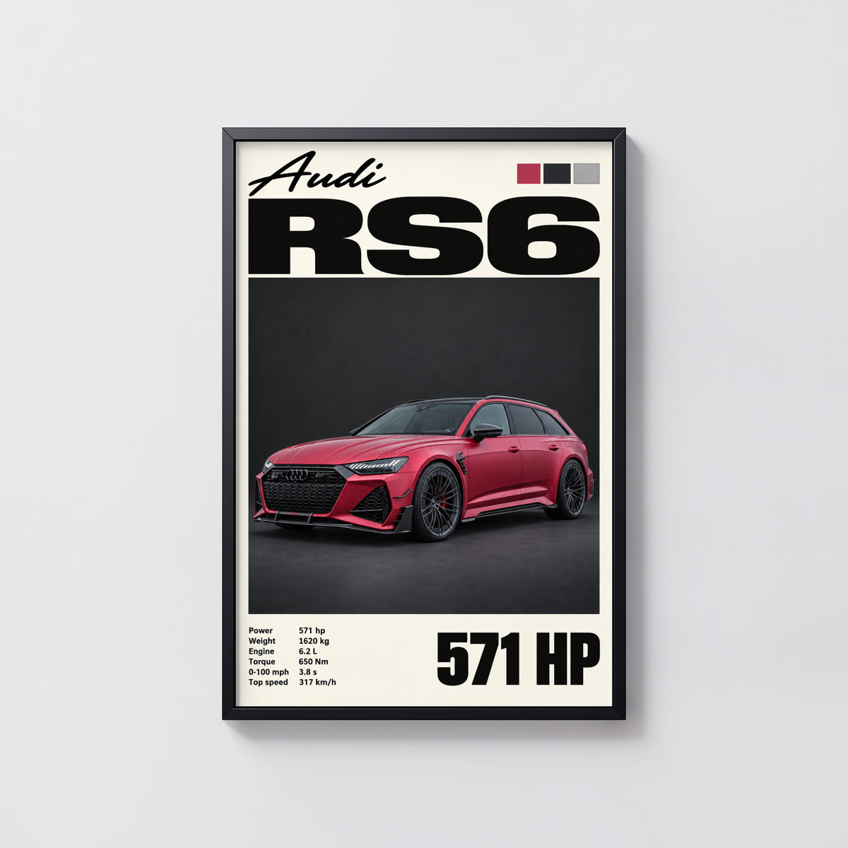 Vintage Audi RS6 Print, Car Wall Art, Estate