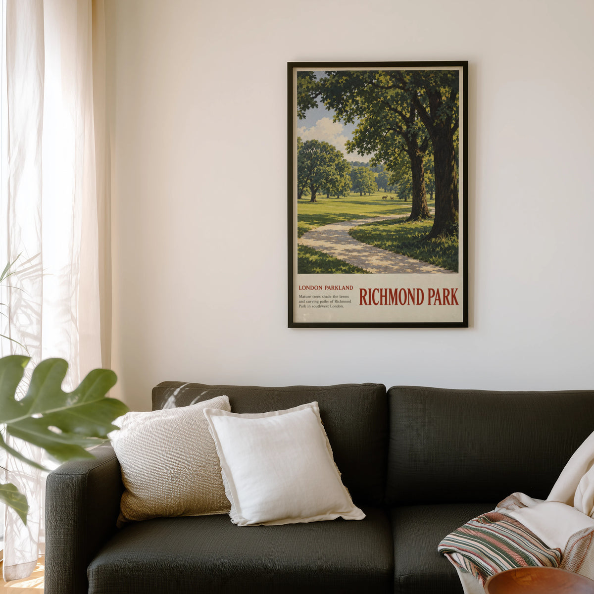 Vintage Richmond Park London Poster, Parkland Print