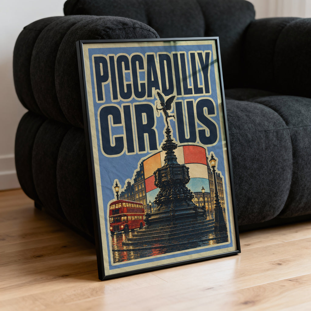 Vintage Piccadilly Circus Poster, London Wall Art, Print