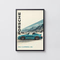 Vintage Porsche 911 Carrera S3 Print, Teal Car Art
