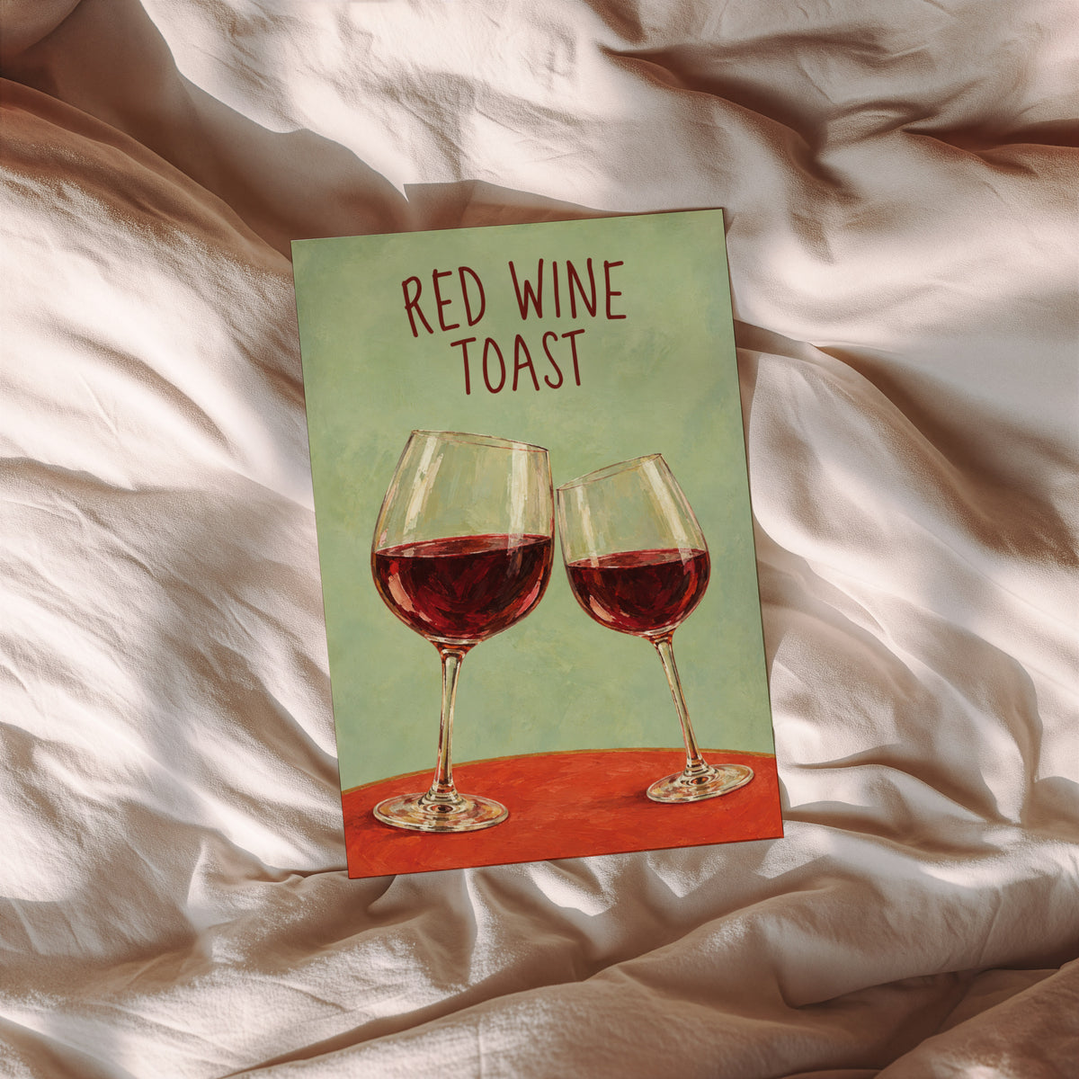 Vintage Red Wine Toast Print Poster, Wine Wall Art