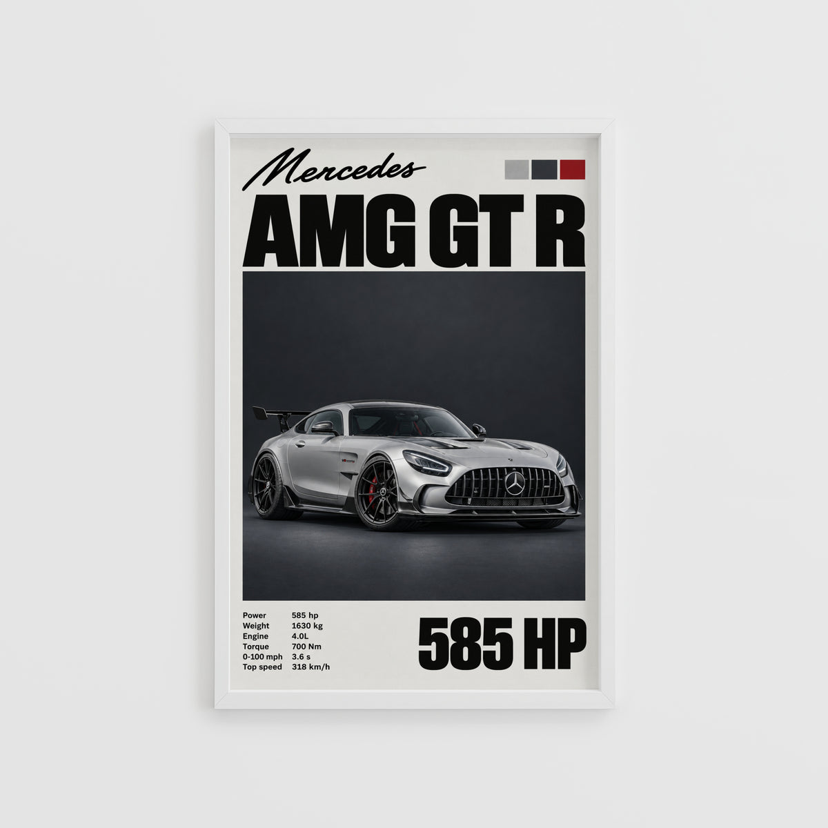 Vintage Mercedes AMG GT R Print, Car Wall Art