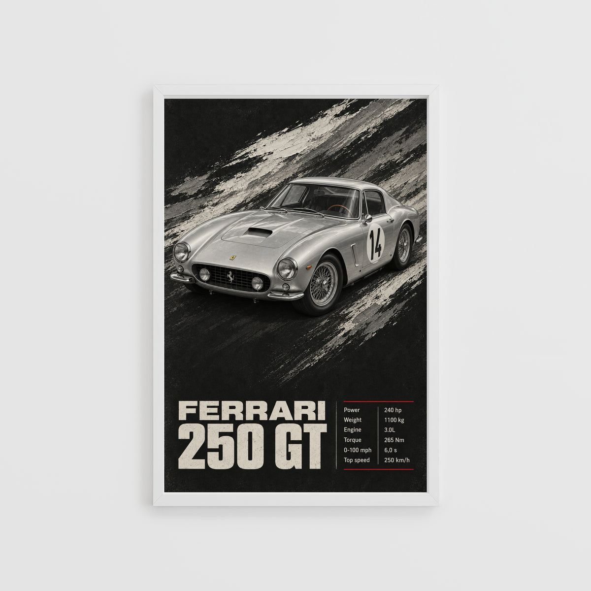 Vintage Ferrari 250 GT Print, Car Wall Art