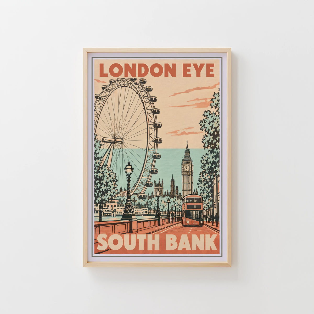 Vintage London Eye Poster, South Bank Wall Art, Print