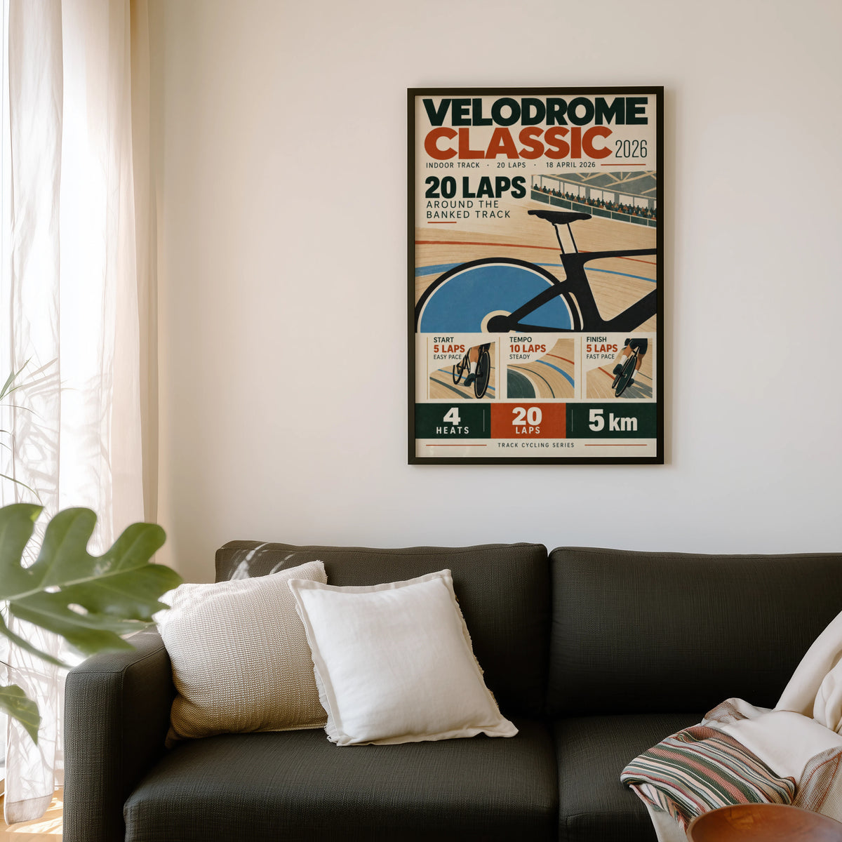 Vintage Velodrome Cycling Poster, Track Racing Wall Art