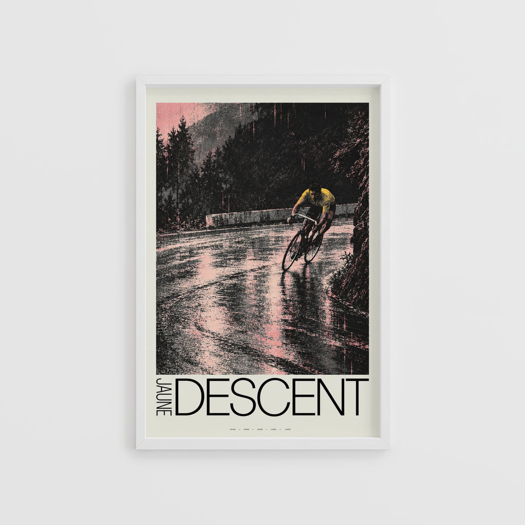 Vintage Cycling Poster, Wet Road Descent Wall Art Print