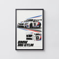 Vintage BMW M6 GTLM Print, Racing Car Wall Art