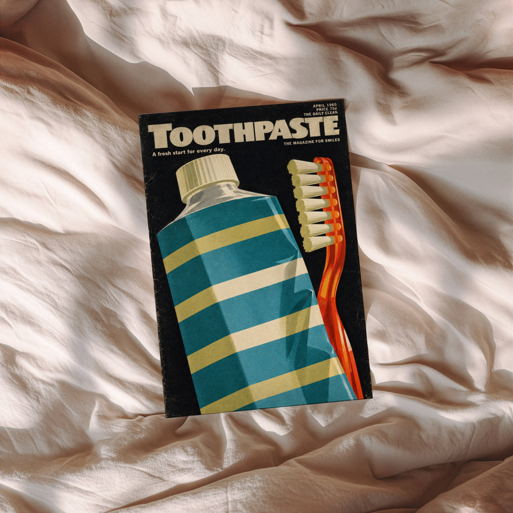 Vintage Toothpaste Poster, Retro Bathroom Wall Art, Print