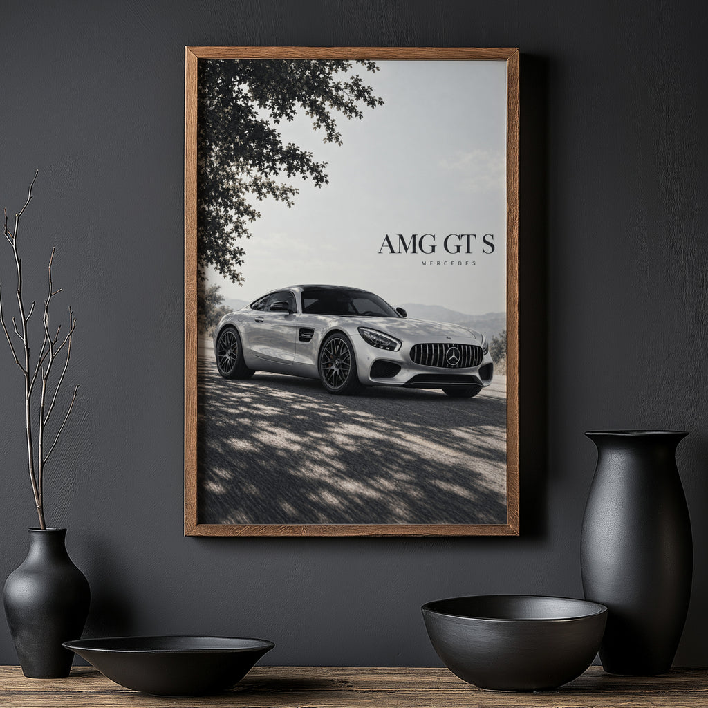 Vintage Mercedes AMG GT S Car Print Wall Art