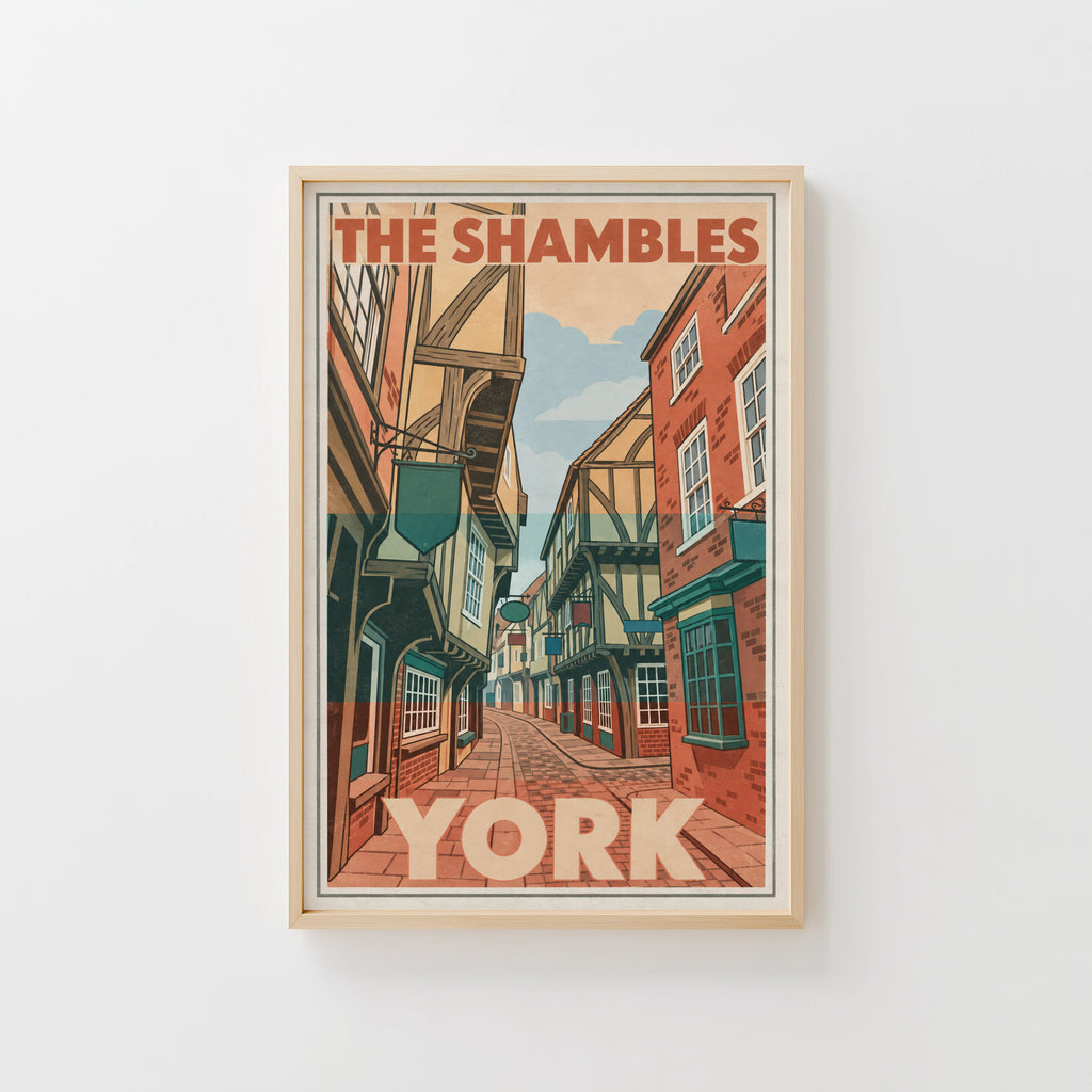 Vintage The Shambles York Poster, England Wall Art, Print