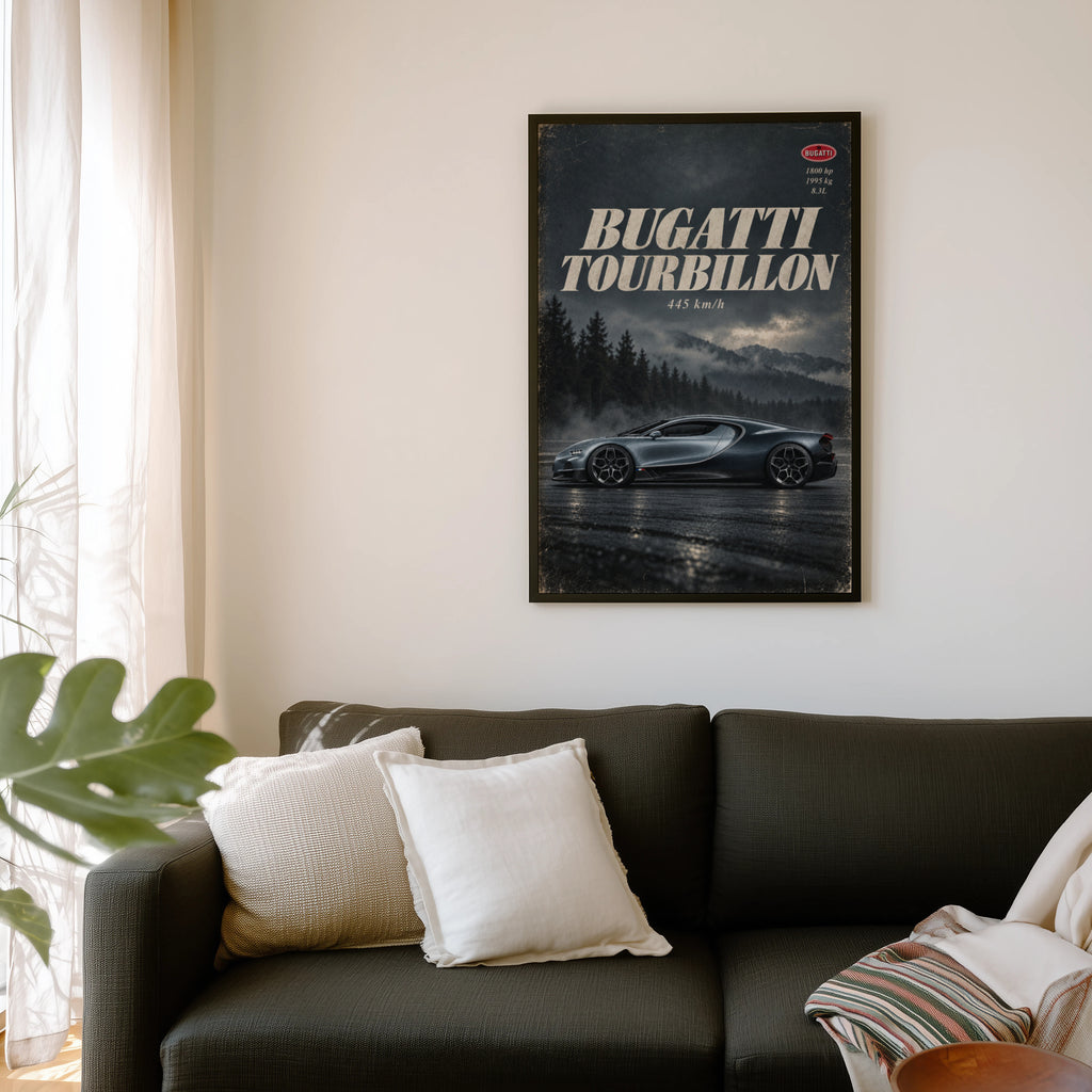 Vintage Bugatti Tourbillon Print, Supercar Wall Art