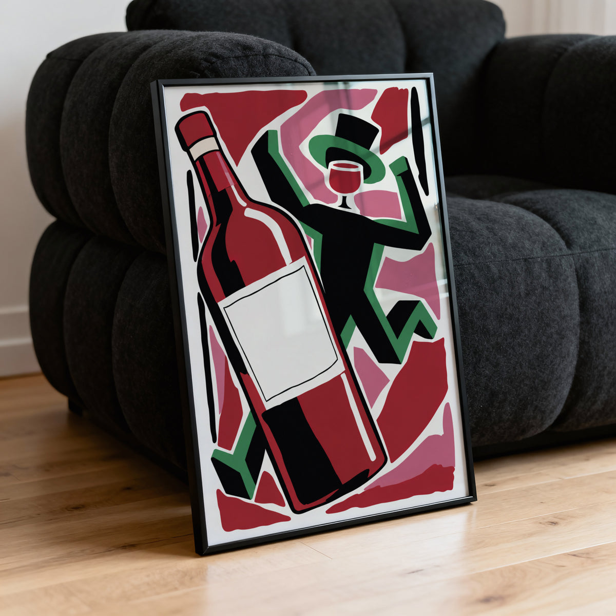 Vintage Wine Print Poster, Red Wine Bottle Wall Art