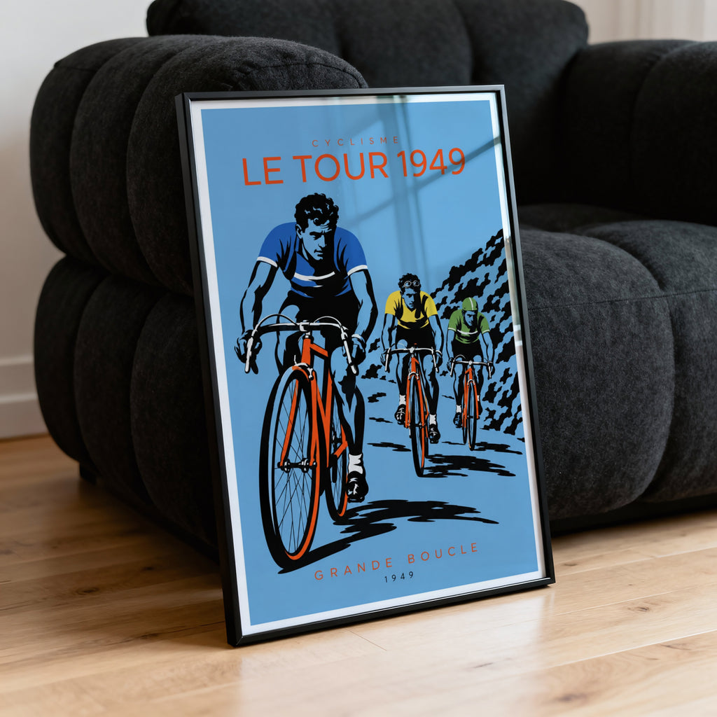 Vintage Tour de France Poster, Cyclists Wall Art, Bike Print