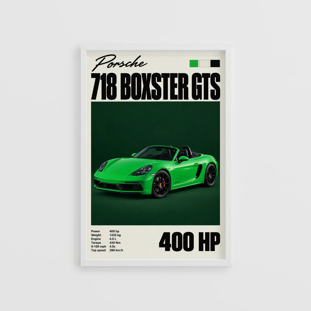 Vintage Porsche 718 Boxster GTS Print, Car Wall Art