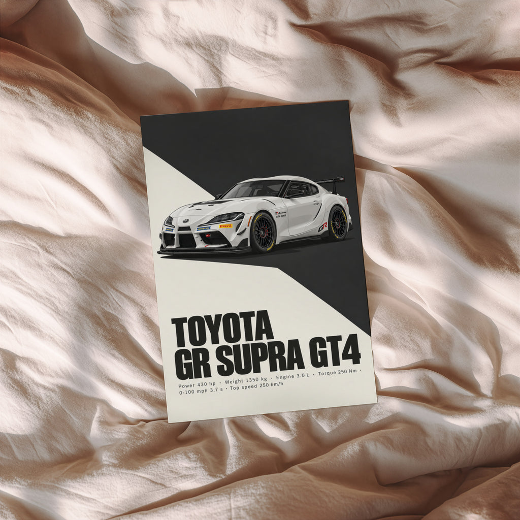 Vintage Toyota Supra GT4 Print, Car Wall Art