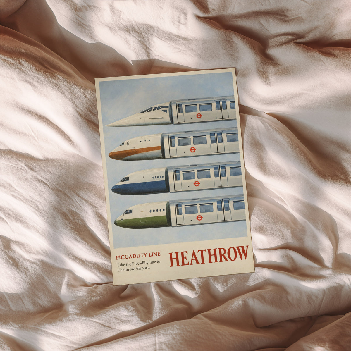 Vintage Heathrow Poster, London Tube Wall Art Print