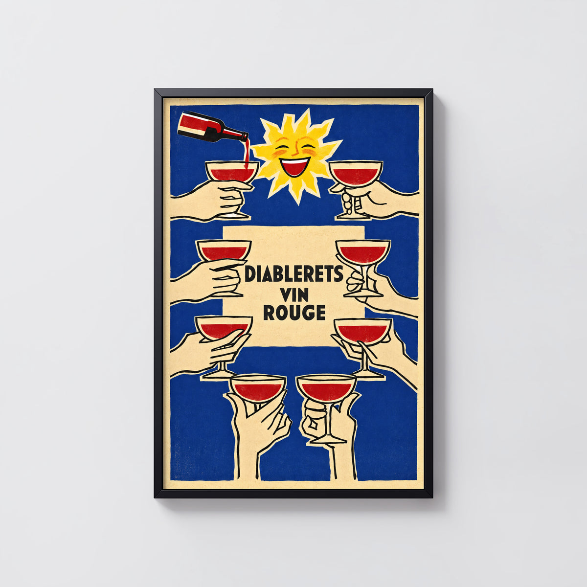 Vintage Diablerets Vin Rouge Print Poster, Wine Wall Art