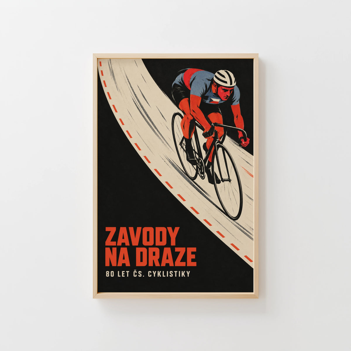 Vintage Track Cycling Poster, Czech Cyclist Print