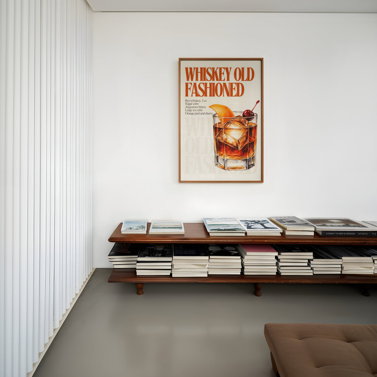 Vintage Old Fashioned Cocktail Print Poster, Bar Art