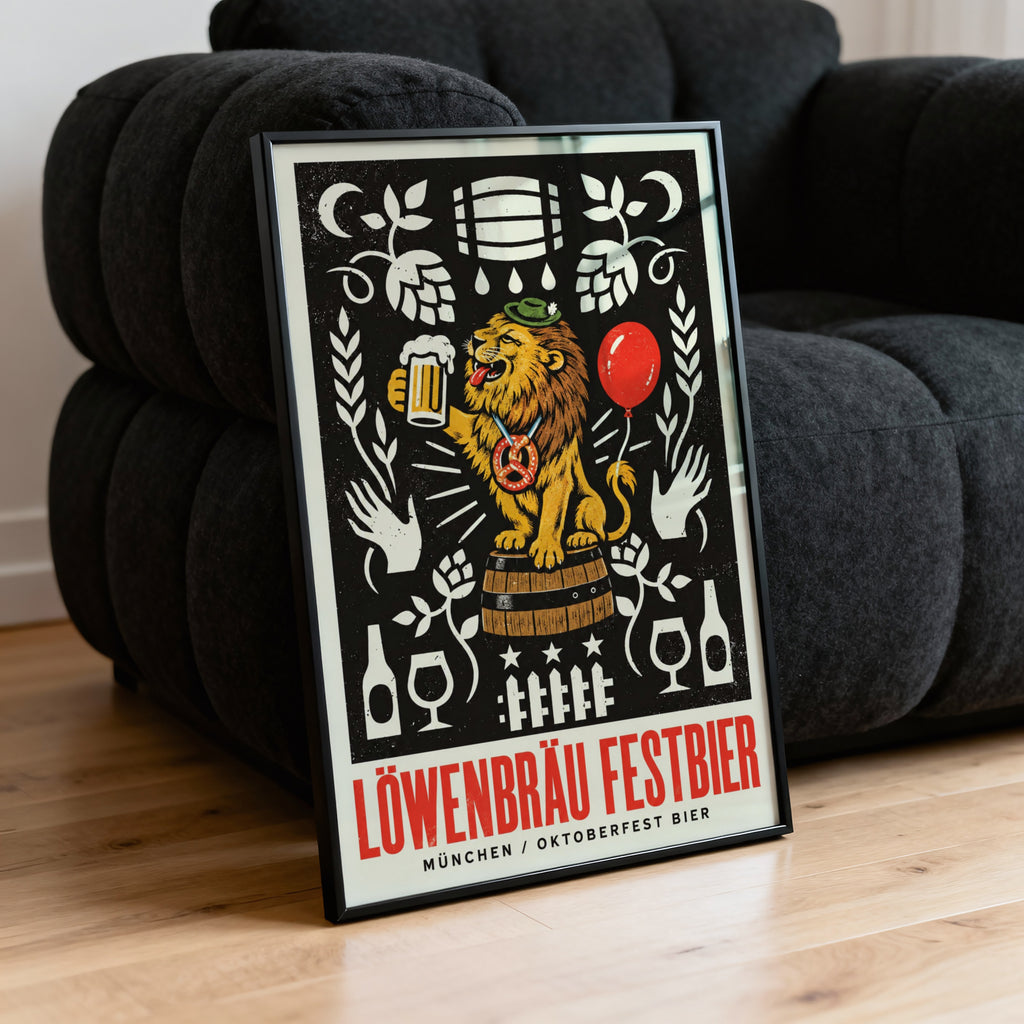 Vintage Lowenbrau Beer Print, Oktoberfest Poster