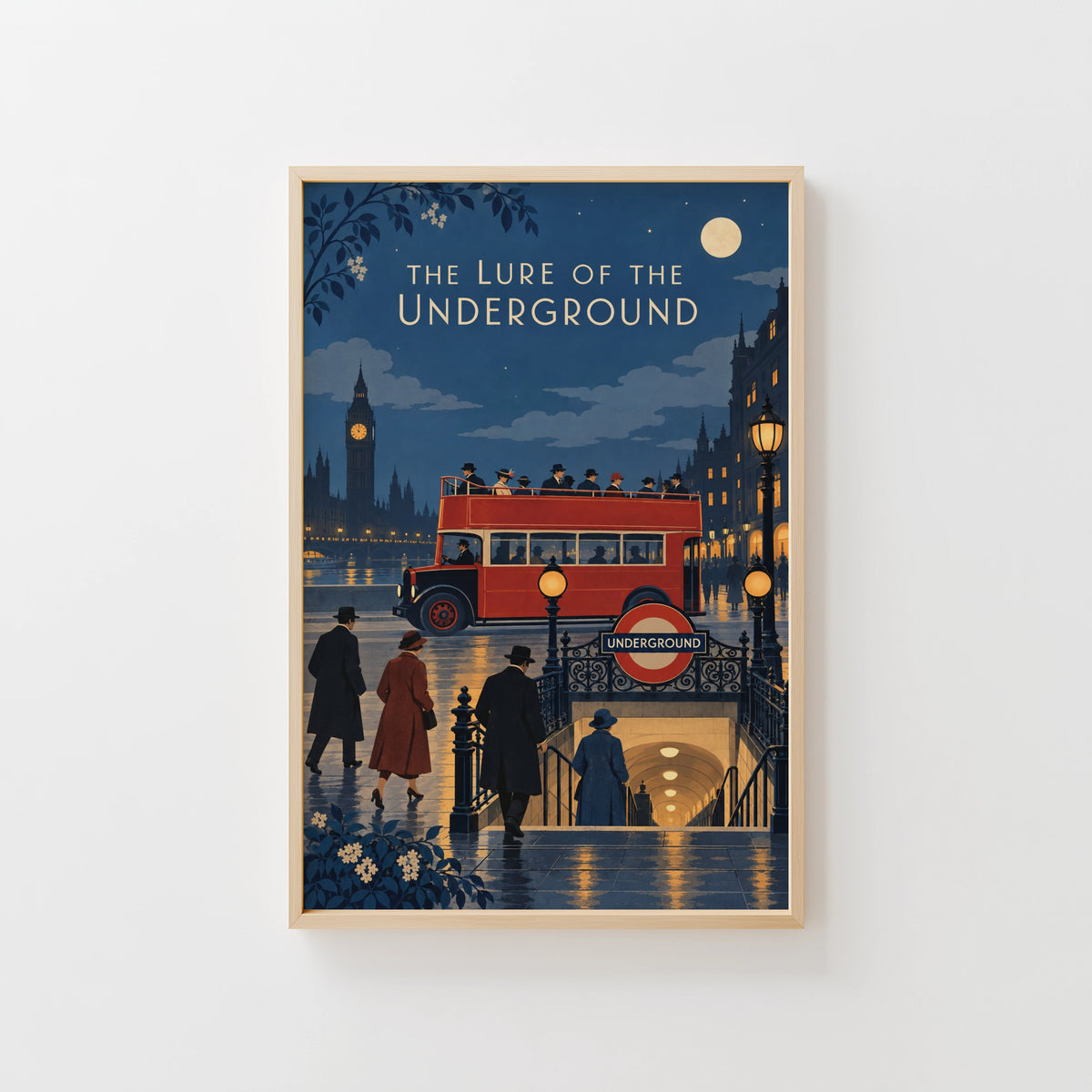 Vintage London Underground Poster, Night Bus Print