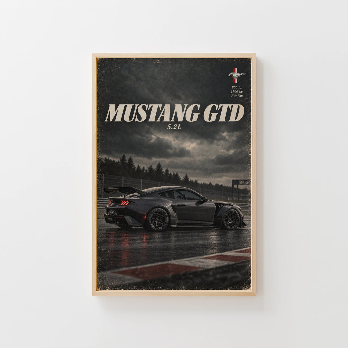 Vintage Mustang GTD Print, Muscle Car Wall Art
