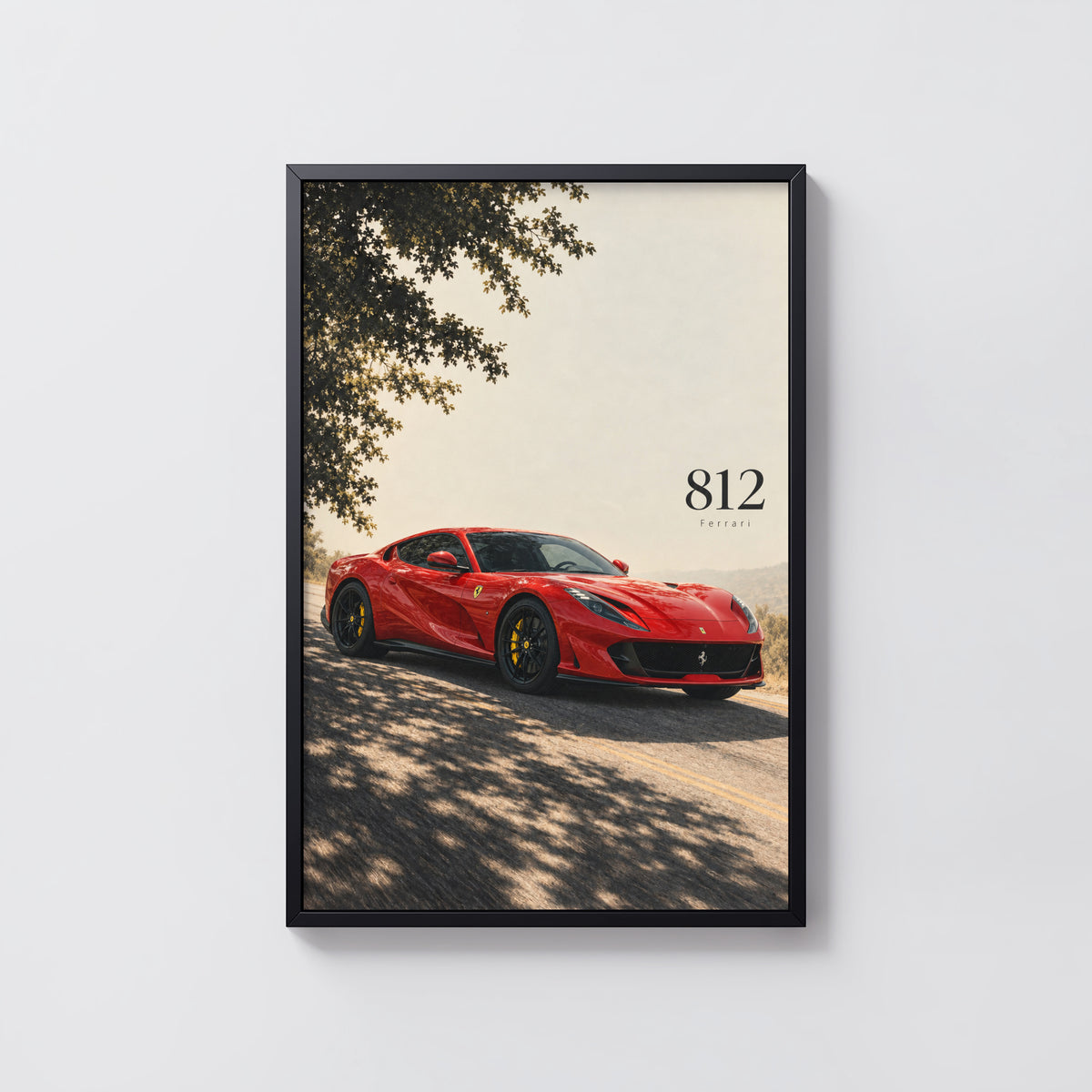 Vintage Ferrari 812 Print, Red Supercar Wall Art