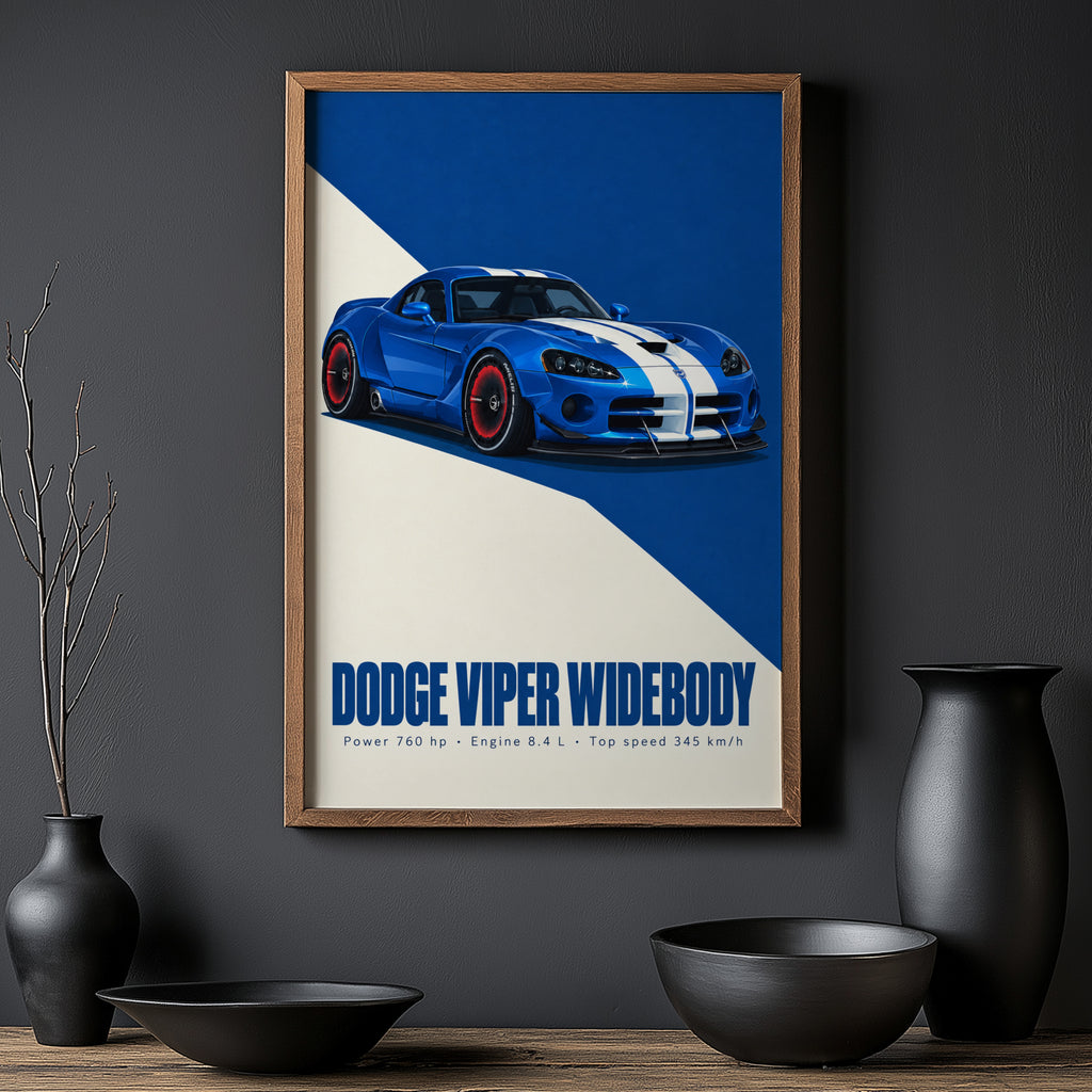 Vintage Dodge Viper Widebody Print, Supercar Art