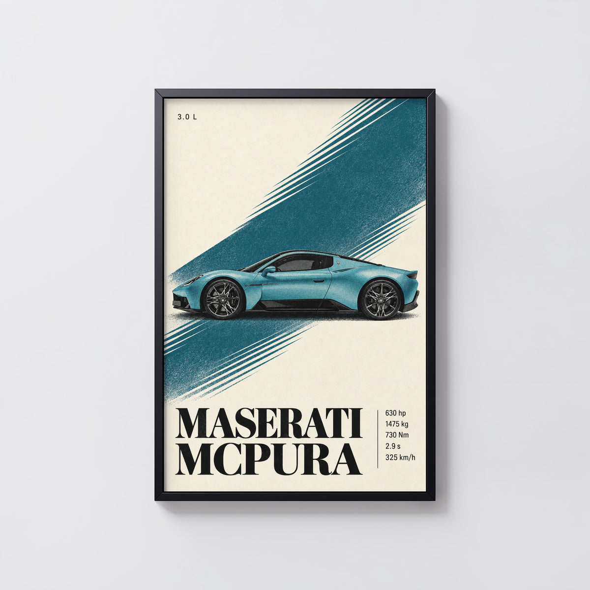 Vintage Maserati MCPura Print, Car Wall Art