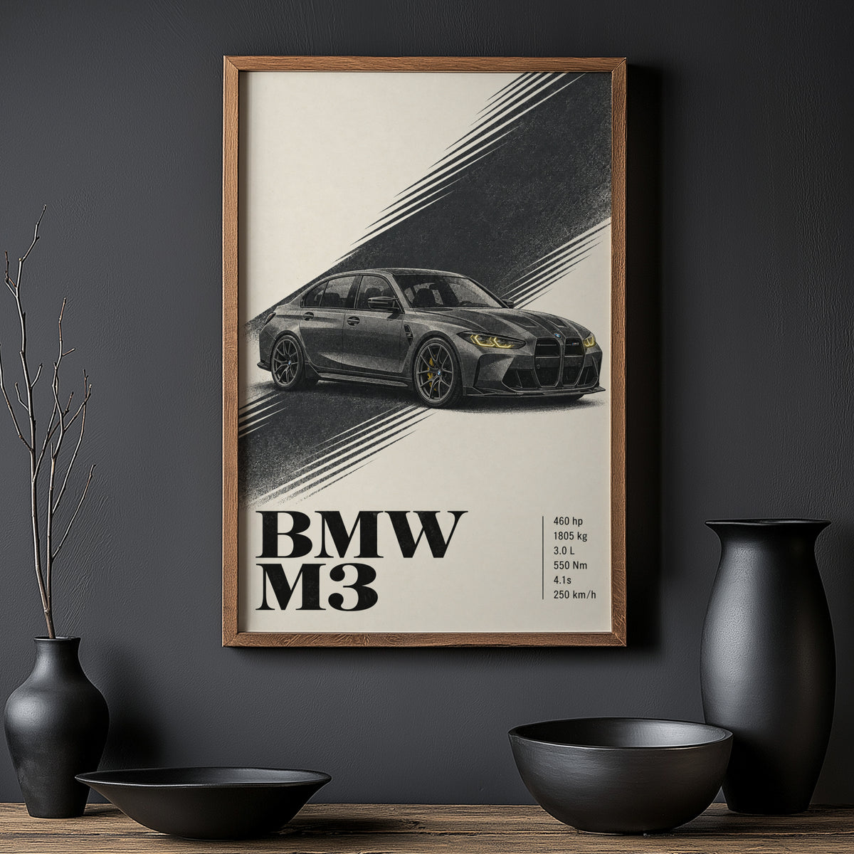 Vintage BMW M3 Car Print, Garage Wall Art