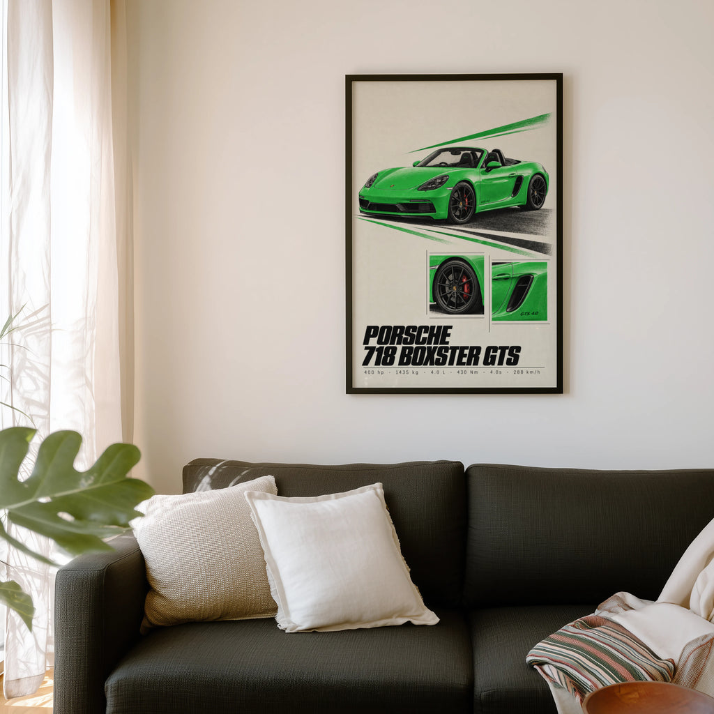 Vintage Porsche Boxster GTS Print, Car Wall Art