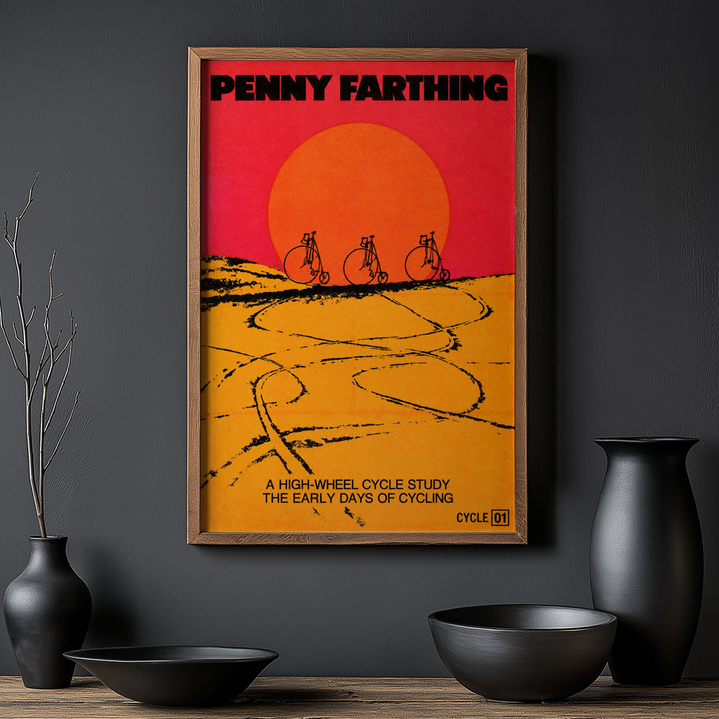 Vintage Penny Farthing Poster, Retro Cycling Wall Art Print