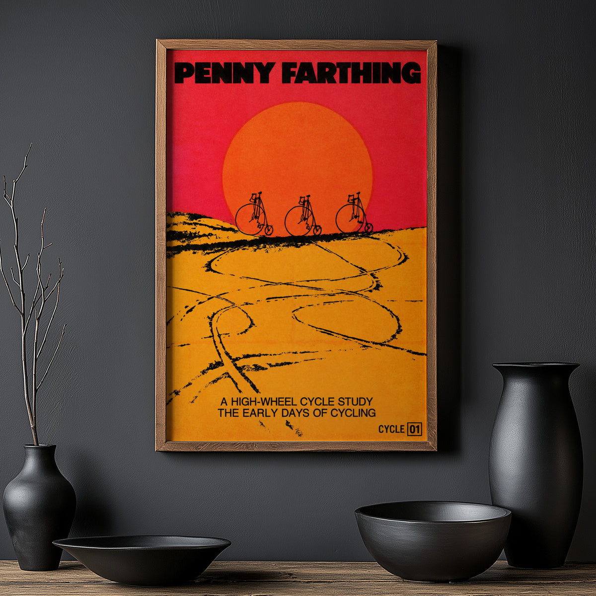 Vintage Penny Farthing Poster, Retro Cycling Wall Art Print