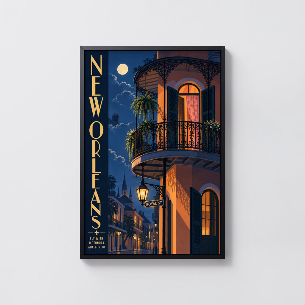 Vintage New Orleans Poster, French Quarter Wall Art