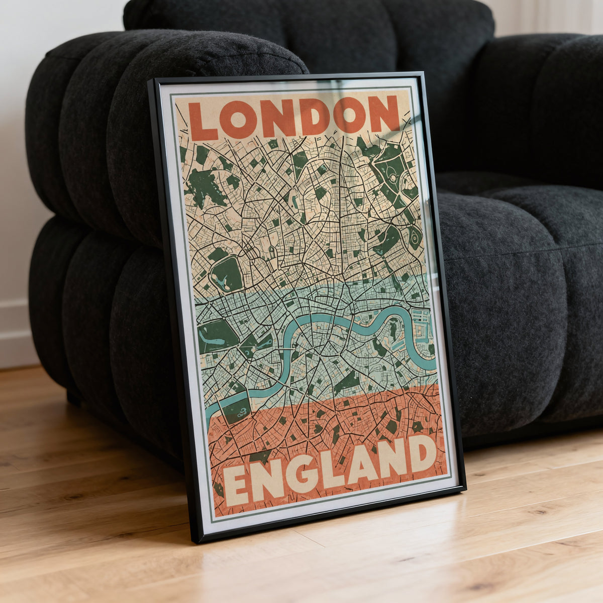 Vintage London Map Poster, England Wall Art, City Print