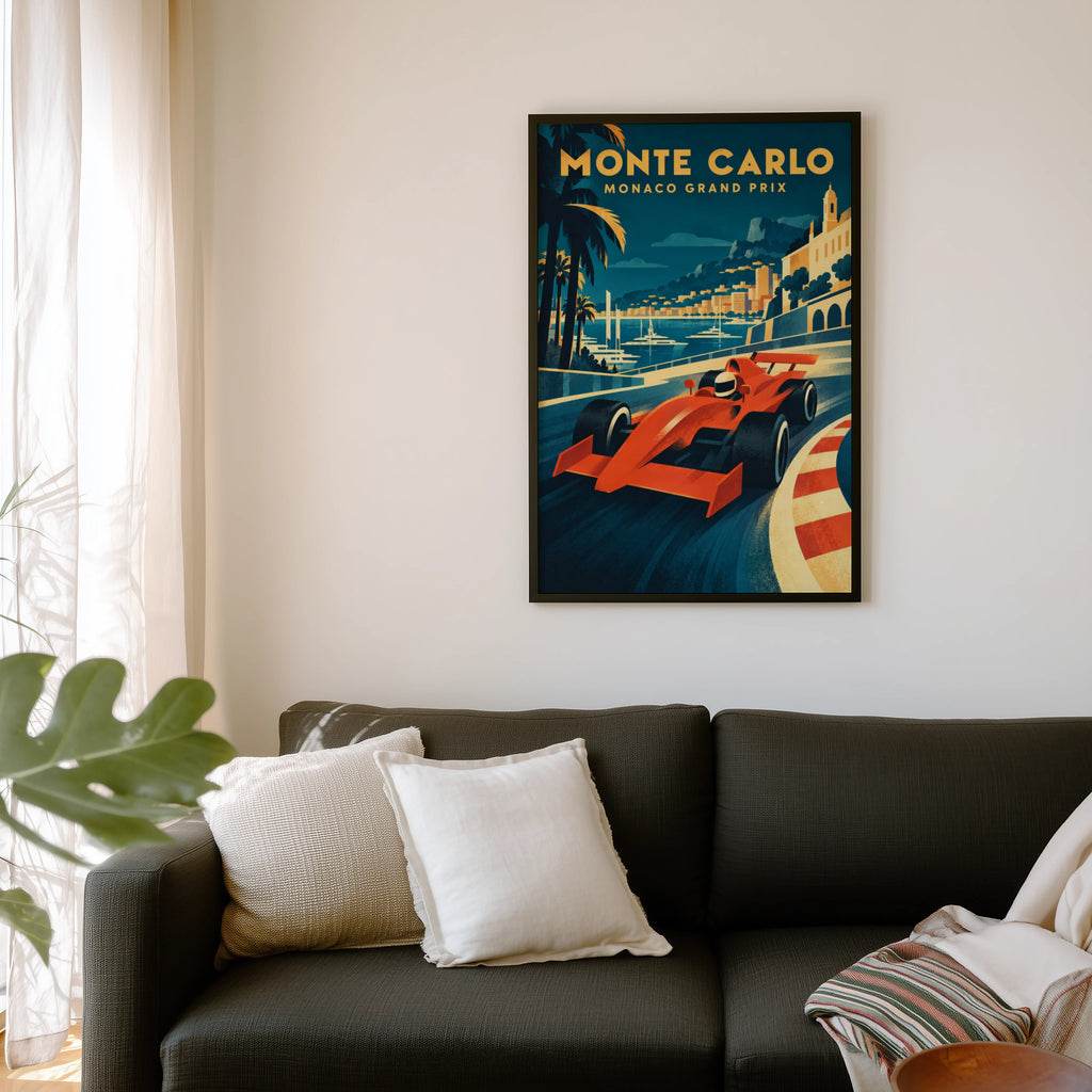 Vintage Monaco Grand Prix Poster, Racing Wall Art, Print