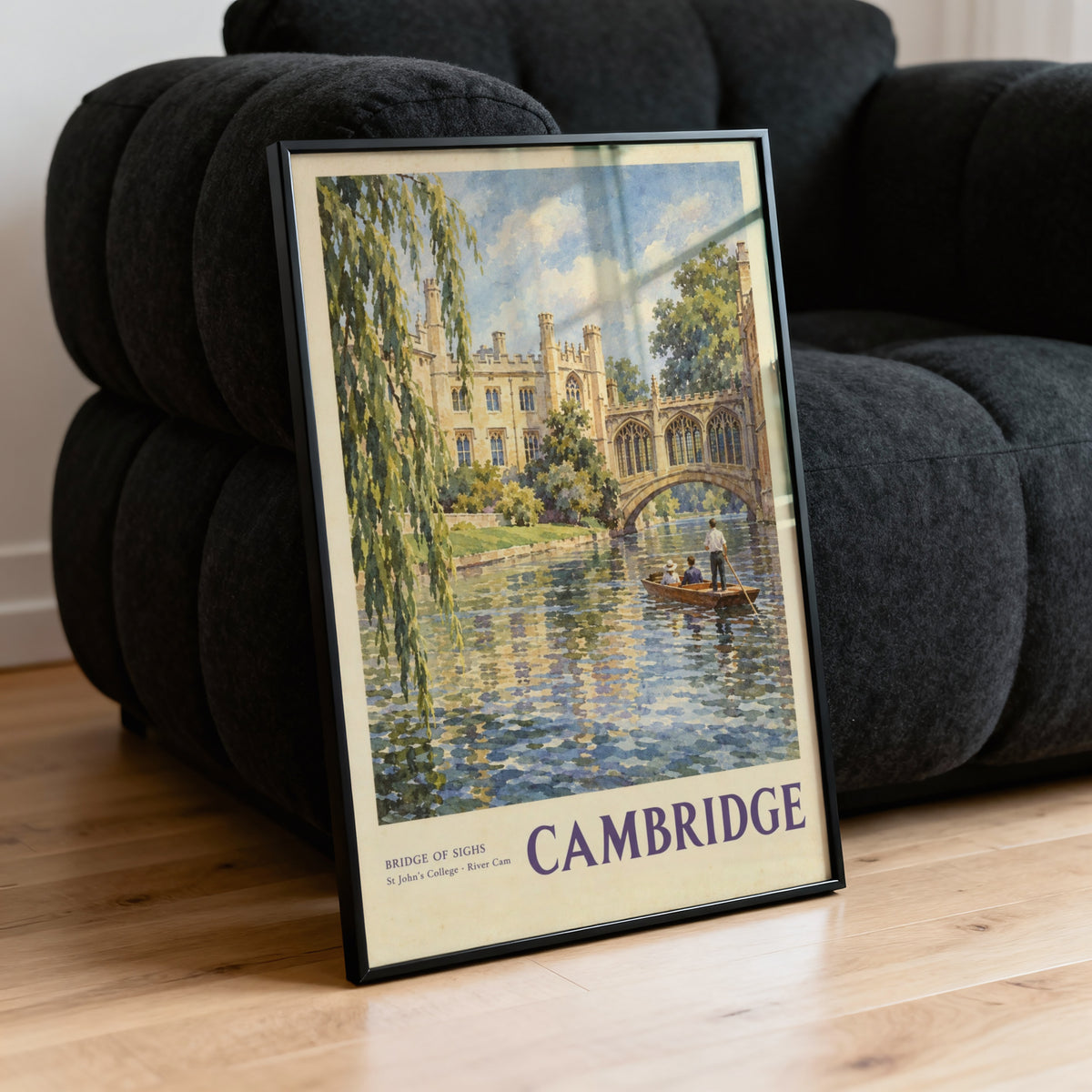 Vintage Cambridge Poster, Bridge of Sighs Wall Art Print