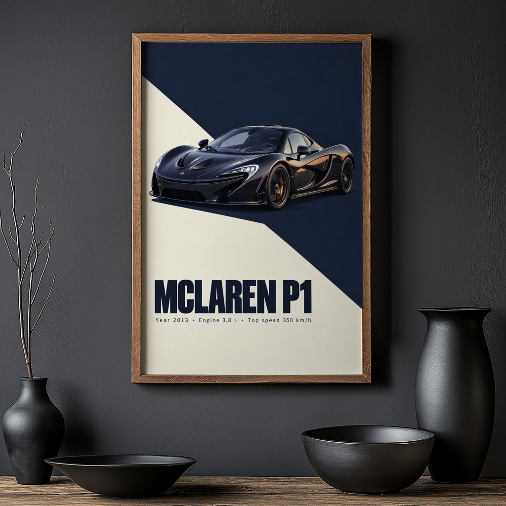 Vintage McLaren P1 Print, Supercar Wall Art