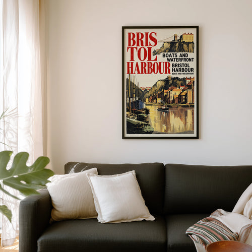 Vintage Bristol Harbour Poster, Waterfront Wall Art Print