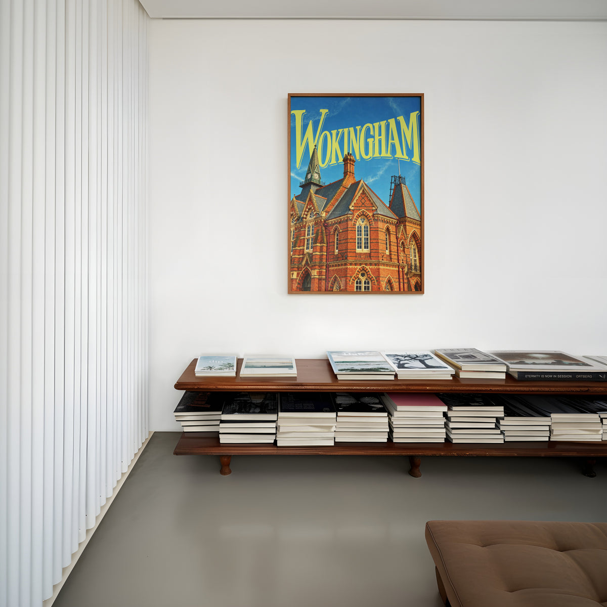 Vintage Wokingham Poster, Town Hall Wall Art, England Print