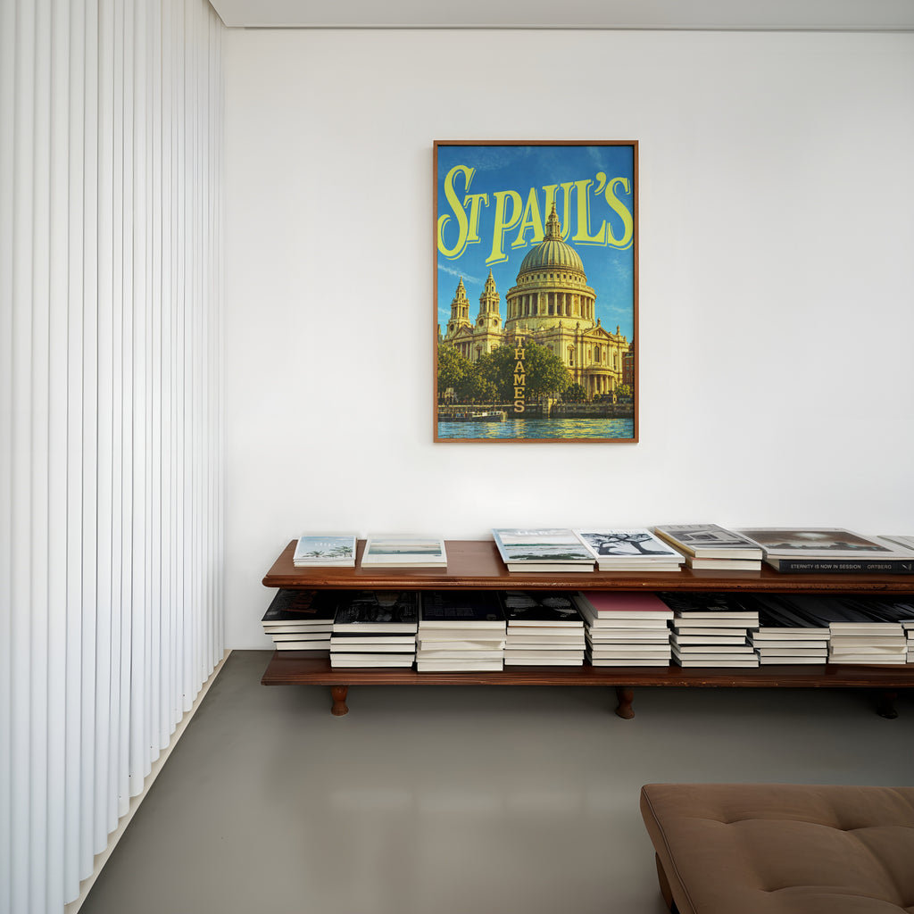 Vintage St Pauls Cathedral Poster, London Wall Art Print