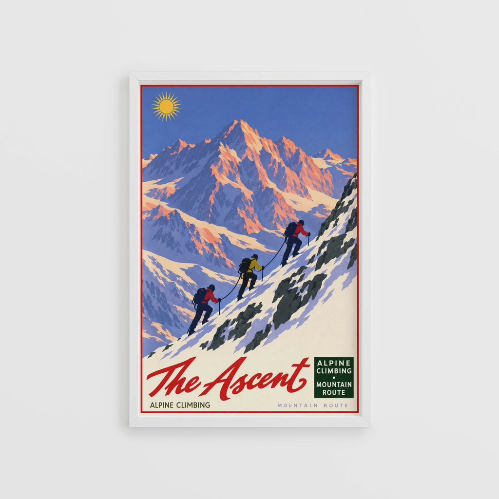 Vintage Alpine Climbing Mountain Route Print, Poster